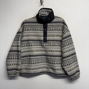 VTG Pendleton 100% Wool Black Cream Pullover Sweater Printed Native Southwestern
